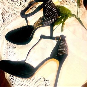 Black suede high heel rhinestone pump stilettos
Jessica Simpson